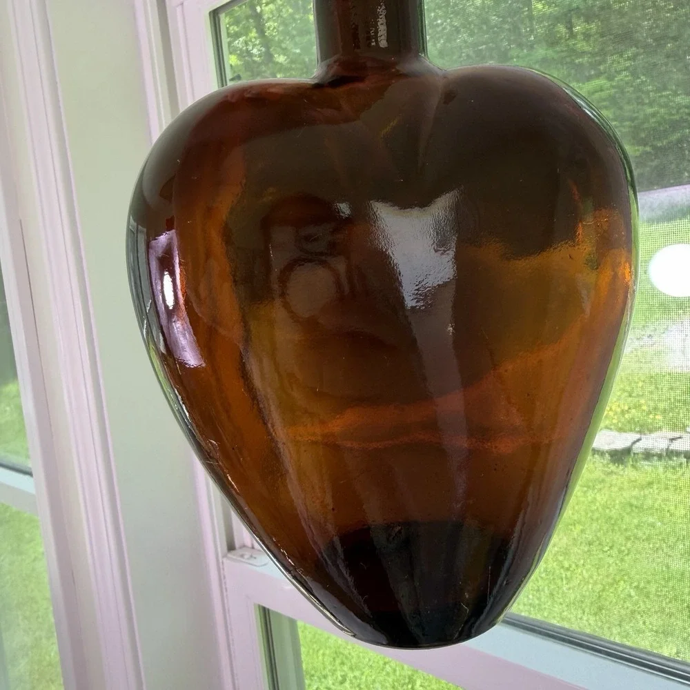 Vintage Paul Masson Heart Shaped Cream Sherry Brown Amber Bottle Glass 8